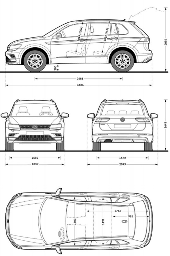 Rozměry VW Tiguan 4Motion